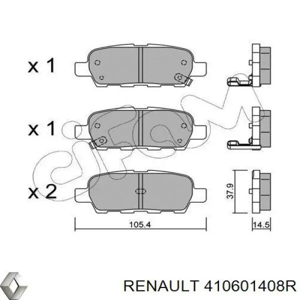 Sapatas do freio traseiras de disco Renault (RVI) 410601408R preço, a partir de 20,61 USD
