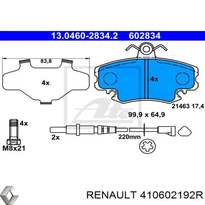 Compre 410602192R Renault (RVI) Sapatas do freio dianteiras de disco