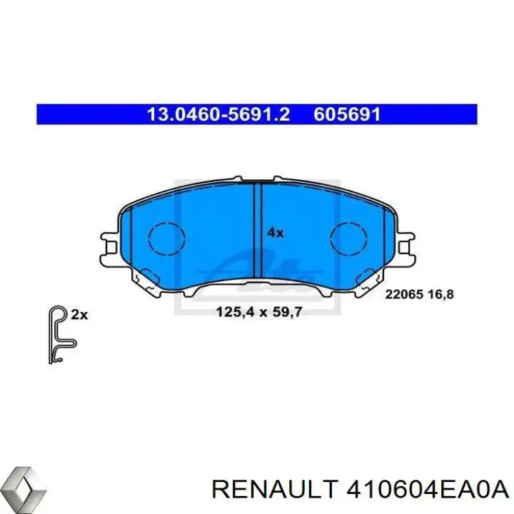410604EA0A Renault (RVI) Sapatas do freio dianteiras de disco
