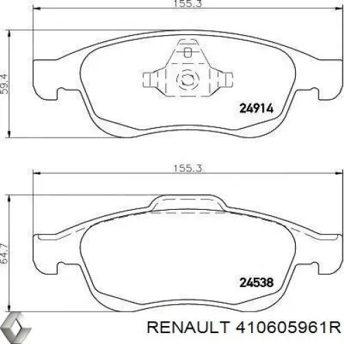 410605961R Renault (RVI) Sapatas do freio dianteiras de disco