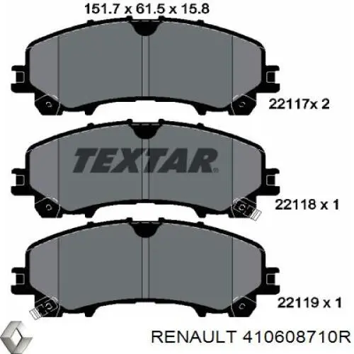 410608710R Renault (RVI) Sapatas do freio dianteiras de disco