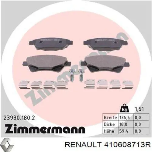 Compre 410608713R Renault (RVI) Sapatas do freio dianteiras de disco