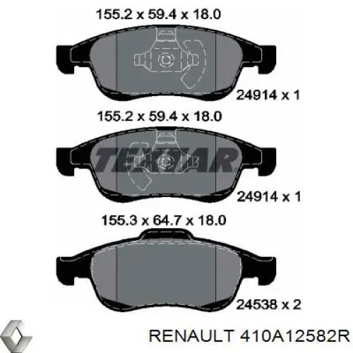 410A12582R Renault (RVI) Sapatas do freio dianteiras de disco
