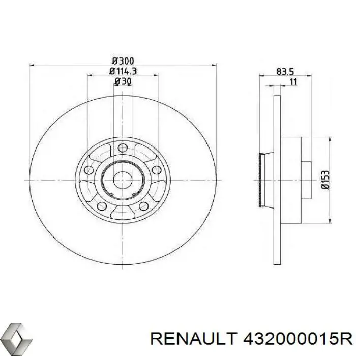 432000015R Renault (RVI) Disco do freio traseiro