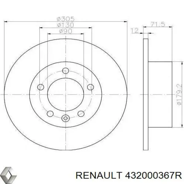 432000367R Renault (RVI) Disco do freio traseiro