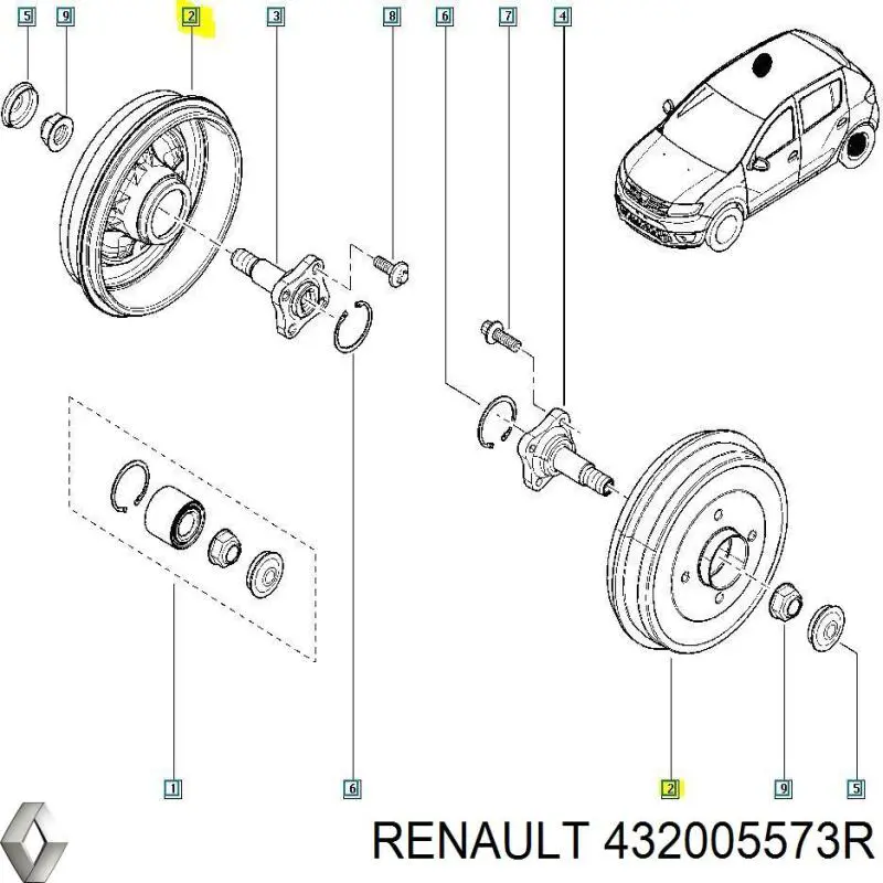 Tambor do freio traseiro Renault (RVI) 432005573R preço, a partir de 113,59 USD