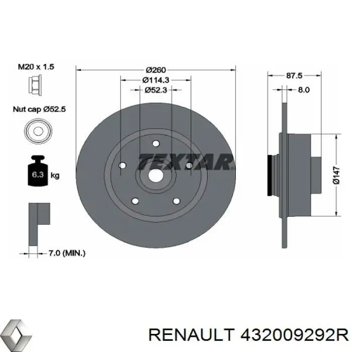 Compre 432009292R Renault (RVI) Disco do freio traseiro