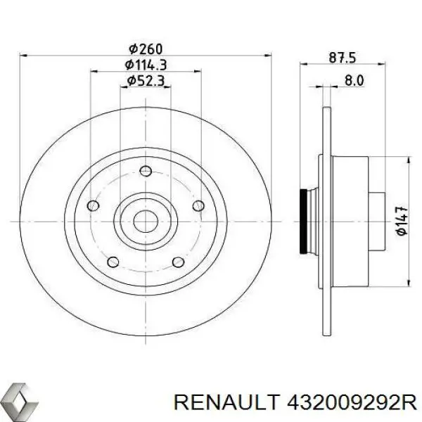 Disco do freio traseiro Renault (RVI) 432009292R preço, a partir de 91,01 USD