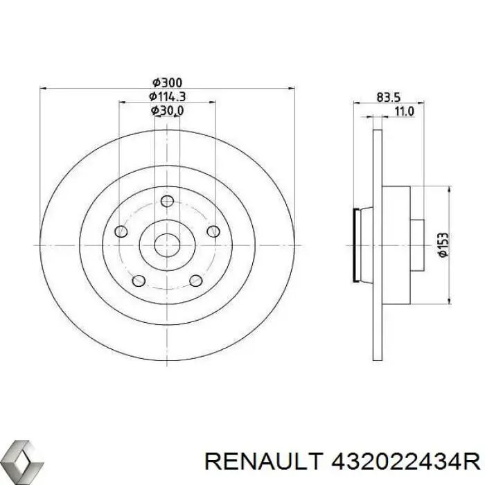 432022434R Renault (RVI) Disco do freio traseiro