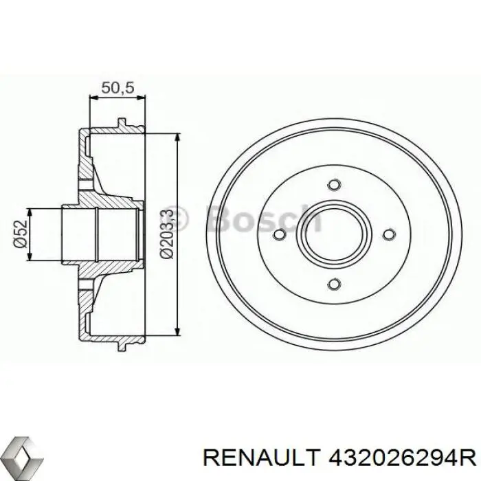 432026294R Renault (RVI) Tambor do freio traseiro