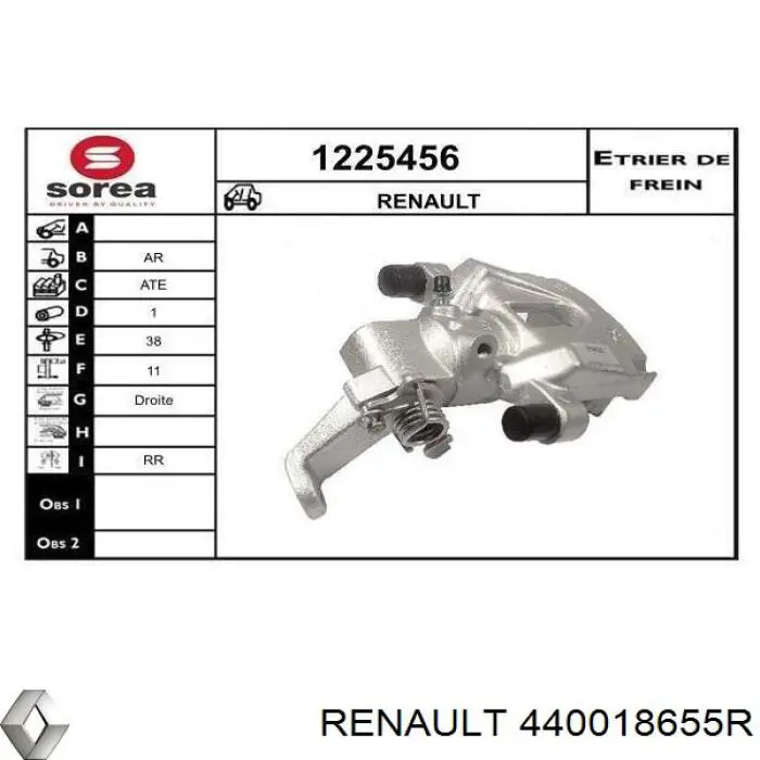 440018655R Renault (RVI) Suporte do freio traseiro direito