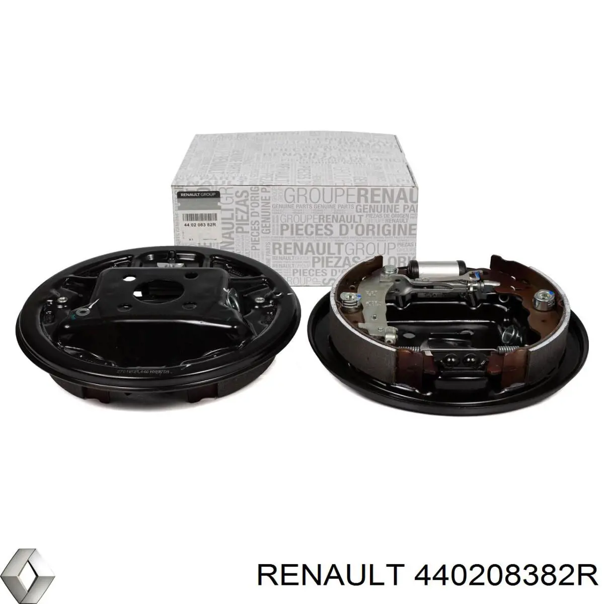 440208382R Renault (RVI) Sapatas do freio traseiras de tambor, montadas com cilindros, kit