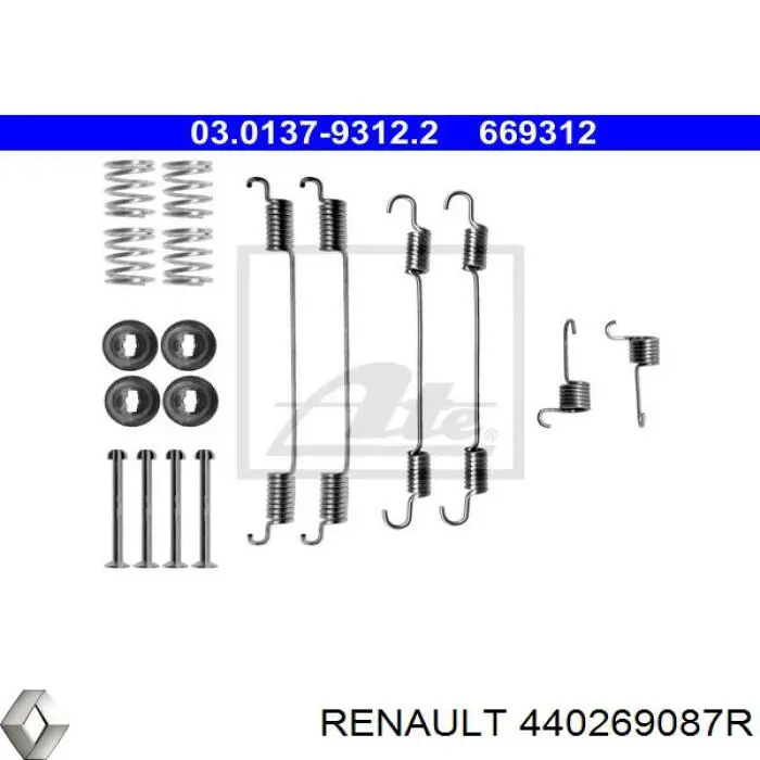 440269087R Renault (RVI) Kit de montagem das sapatas traseiras de tambor