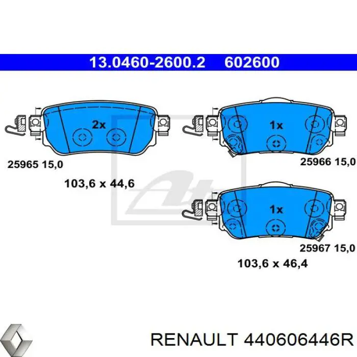 440606446R Renault (RVI) Sapatas do freio traseiras de disco