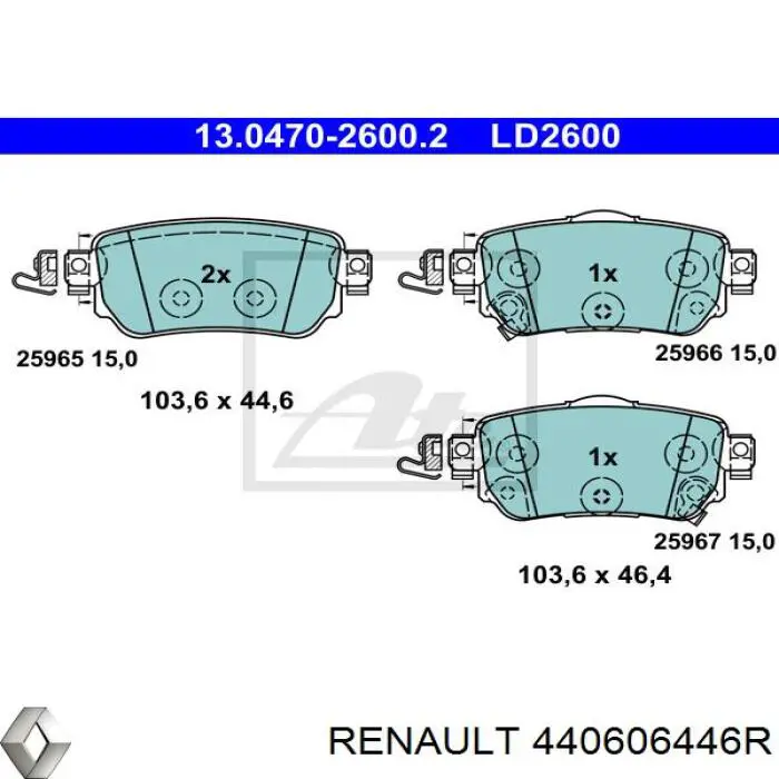 Sapatas do freio traseiras de disco Renault (RVI) 440606446R preço, a partir de 25,22 USD