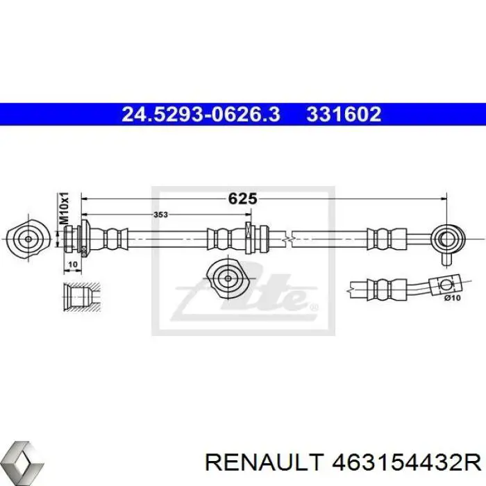 Compre 462104EA3D Nissan/Infiniti Mangueira do freio traseira direita