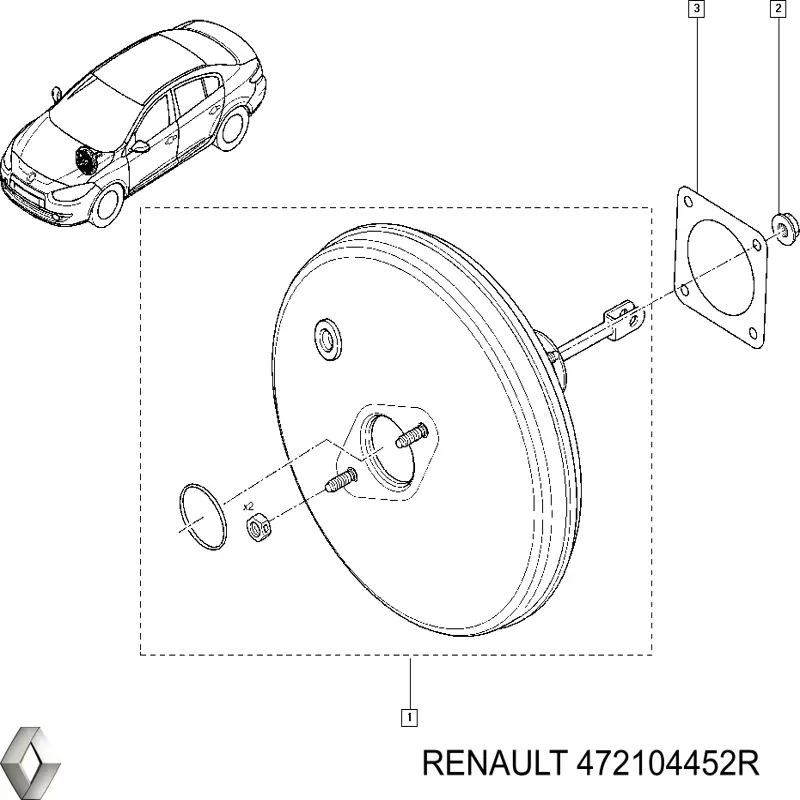 Reforçador dos freios a vácuo Renault (RVI) 472104452R preço, a partir de 88,53 USD
