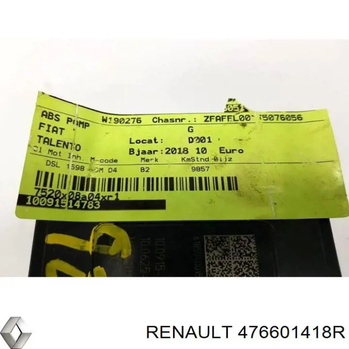 Unidade hidráulico de controlo ABS Renault (RVI) 476601418R preço, a partir de 281,41 USD