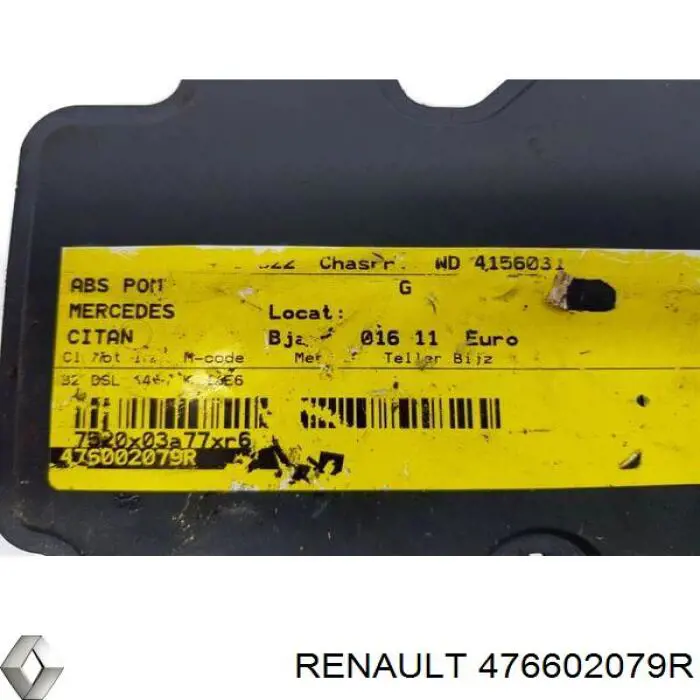 476602079R Renault (RVI) Unidade hidráulico de controlo ABS