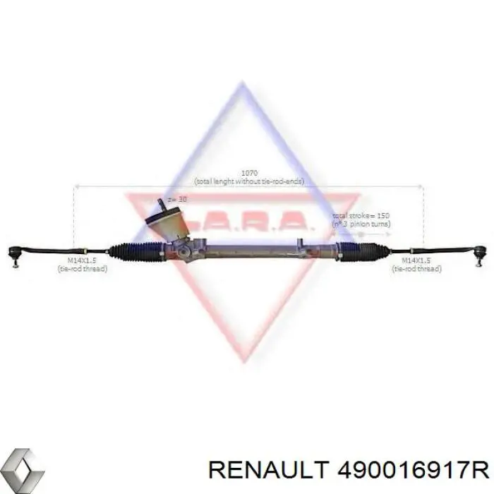 490016917R Renault (RVI) Cremalheira da direção