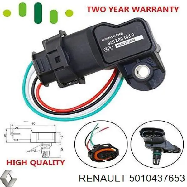 Compre 5010437653 Renault (RVI) Sensor de pressão no coletor de admissão, MAP