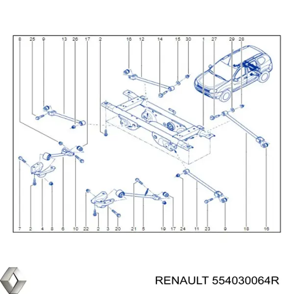Viga de suspensão traseira (plataforma veicular) Renault (RVI) 554030064R preço, a partir de 205,42 USD