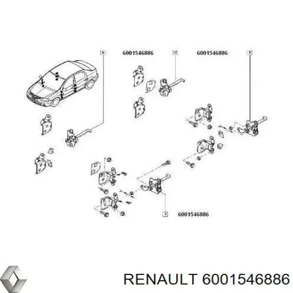 Limitador dianteiro de abertura de porta Renault (RVI) 6001546886 preço, a partir de 12,12 USD