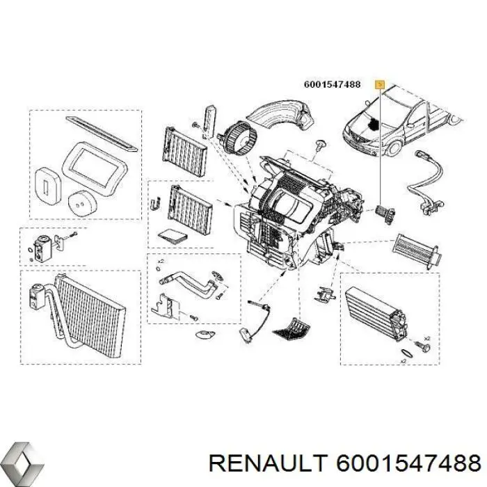 Resistor (resistência) de ventilador de forno (de aquecedor de salão) Renault (RVI) 6001547488 preço, a partir de 43,28 USD
