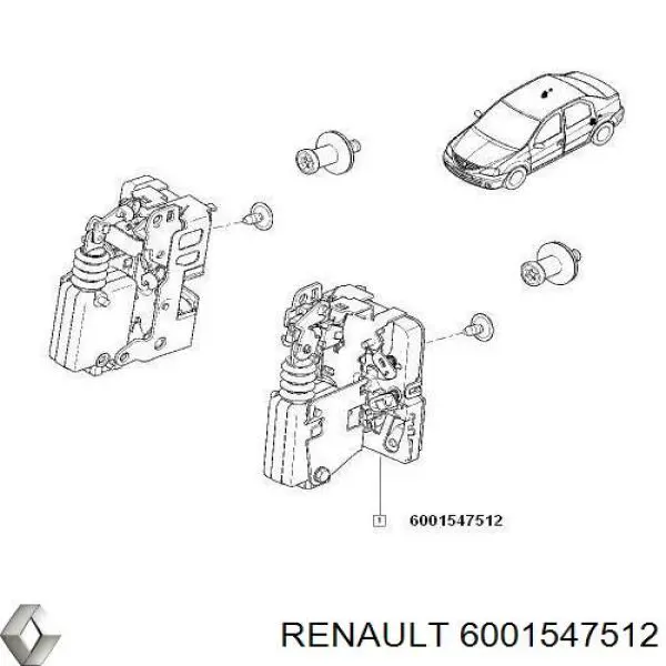 Fecho da porta traseira direita Renault (RVI) 6001547512 preço, a partir de 49,37 USD