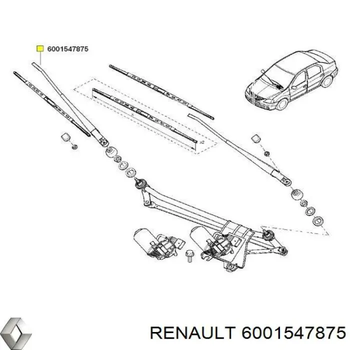 Braço de limpa-pára-brisas do pára-brisas Renault (RVI) 6001547875 preço, a partir de 9,92 USD