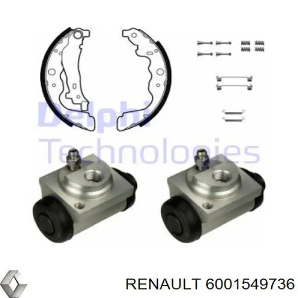 Sapatas do freio traseiras de tambor, montadas com cilindros, kit Renault (RVI) 6001549736 preço, a partir de 117,57 USD
