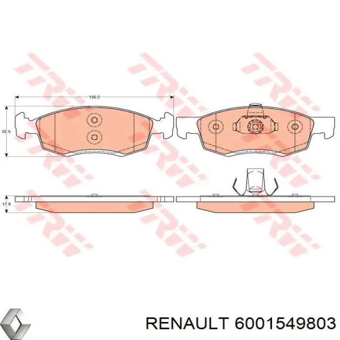 Sapatas do freio dianteiras de disco Renault (RVI) 6001549803 preço, a partir de 31,40 USD