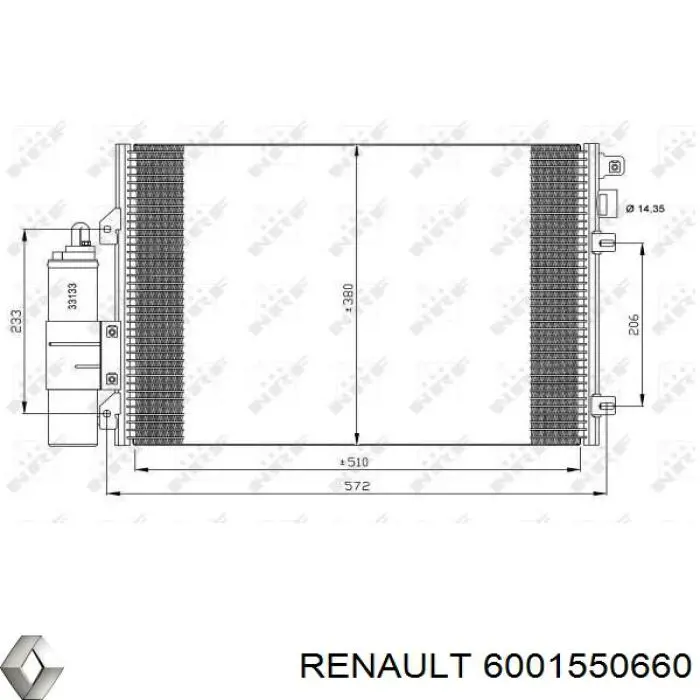 6001550660 Renault (RVI) Radiador de aparelho de ar condicionado