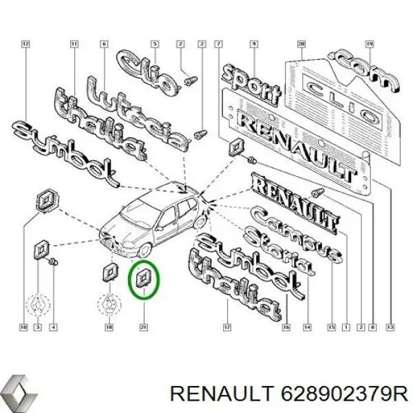 628902379R Renault (RVI) Emblema de grelha do radiador
