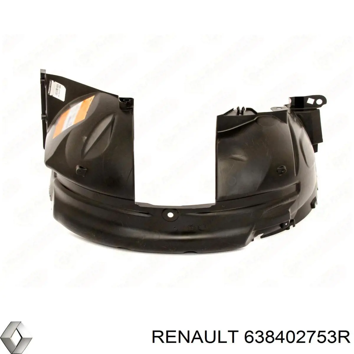 638402753R Renault (RVI) Guarda-barras direito do pára-lama dianteiro