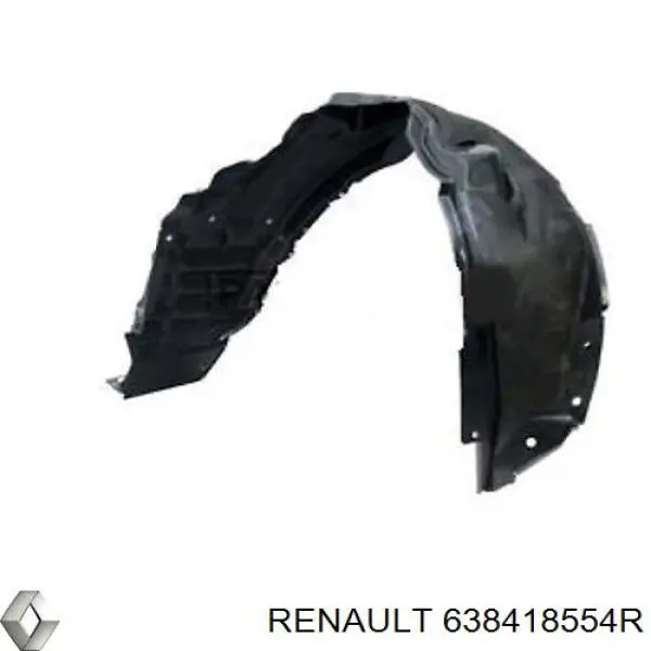 638418554R Renault (RVI) Guarda-barras esquerdo do pára-lama dianteiro