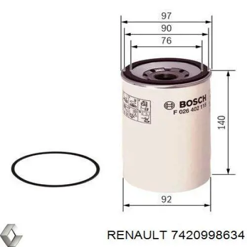 Filtro de combustível Renault (RVI) 7420998634