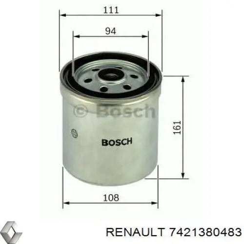 Filtro de combustível Renault (RVI) 7421380483 preço, a partir de 36,53 USD