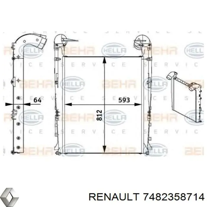 Compre 7482358714 Renault (RVI) Radiador de intercooler