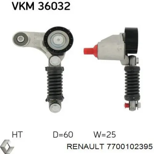 Reguladora de tensão da correia de transmissão Renault (RVI) 7700102395 preço, a partir de 59,91 USD