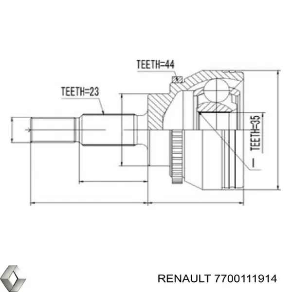 7700111914 Renault (RVI) Semieixo (acionador) dianteiro direito