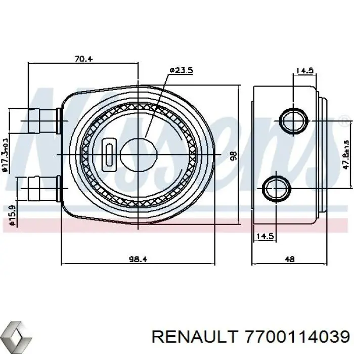 Radiador de óleo (frigorífico), debaixo de filtro Renault (RVI) 7700114039 preço, a partir de 54,58 USD