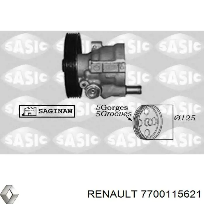 7700115621 Renault (RVI) Polia de bomba da Direção hidrâulica assistida