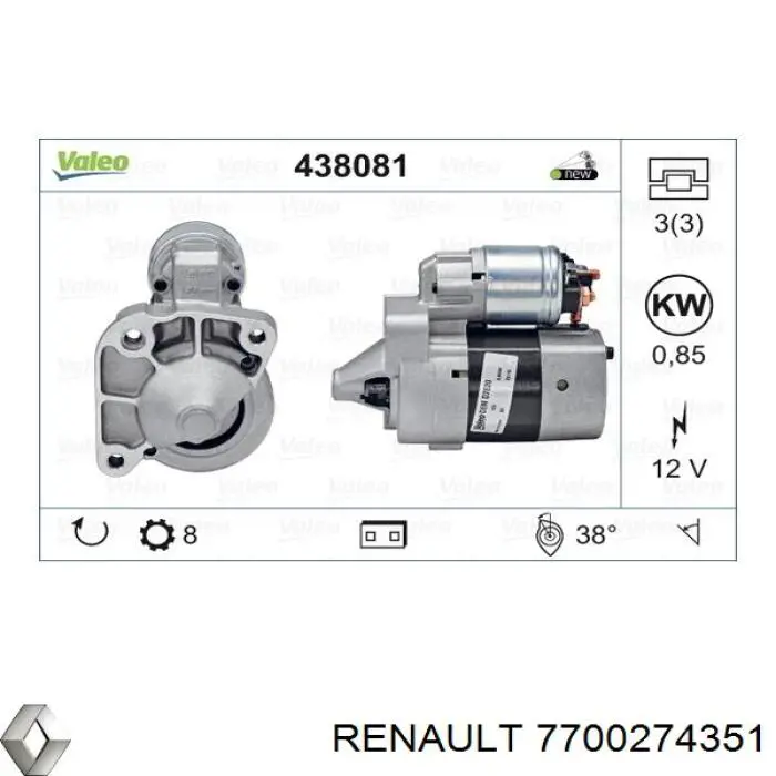 Motor de arranco Renault (RVI) 7700274351 preço, a partir de 59,69 USD