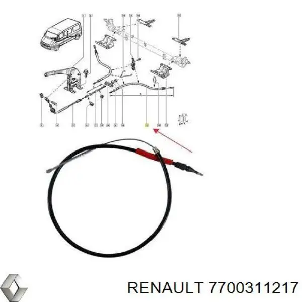 Compre 7700311217 Renault (RVI) Cabo traseiro direito/esquerdo do freio de estacionamento