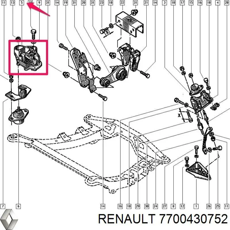 Consola de coxim (apoio) direita de motor Renault (RVI) 7700430752 preço, a partir de 64,43 USD