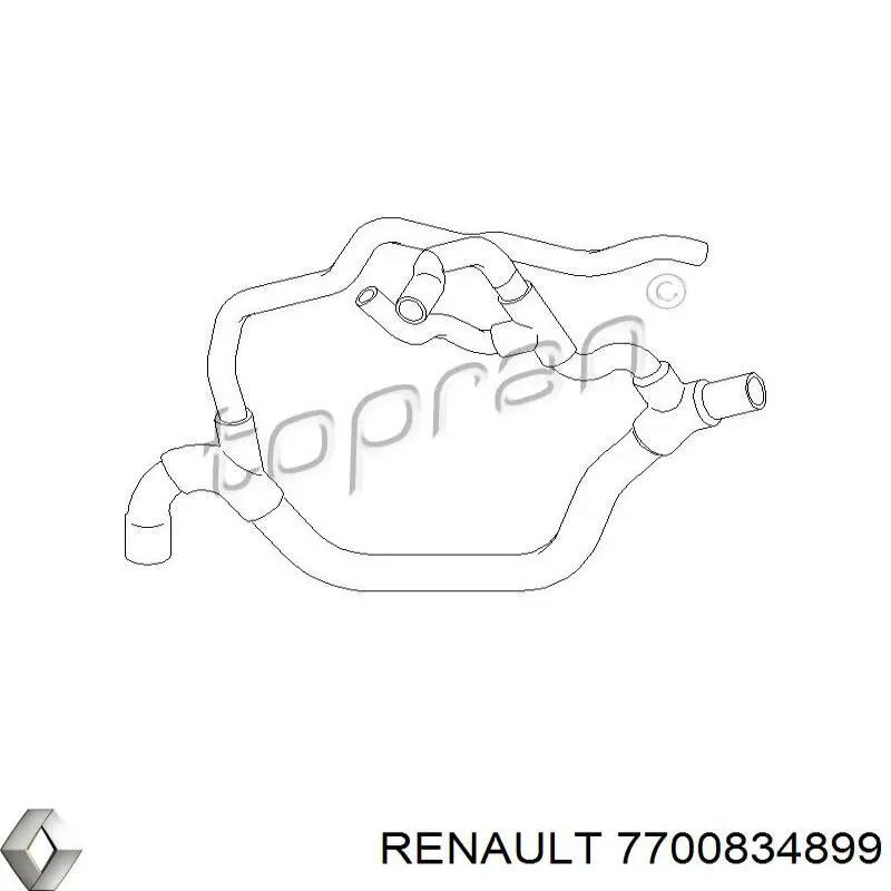 7700834899 Renault (RVI) Mangueira (cano derivado) do sistema de esfriamento