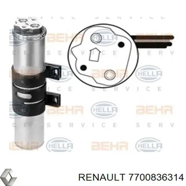 7700836314 Renault (RVI) Tanque de recepção do secador de aparelho de ar condicionado