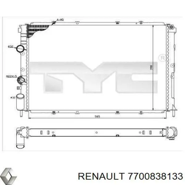 Radiador de esfriamento de motor Renault (RVI) 7700838133 preço, a partir de 54,48 USD