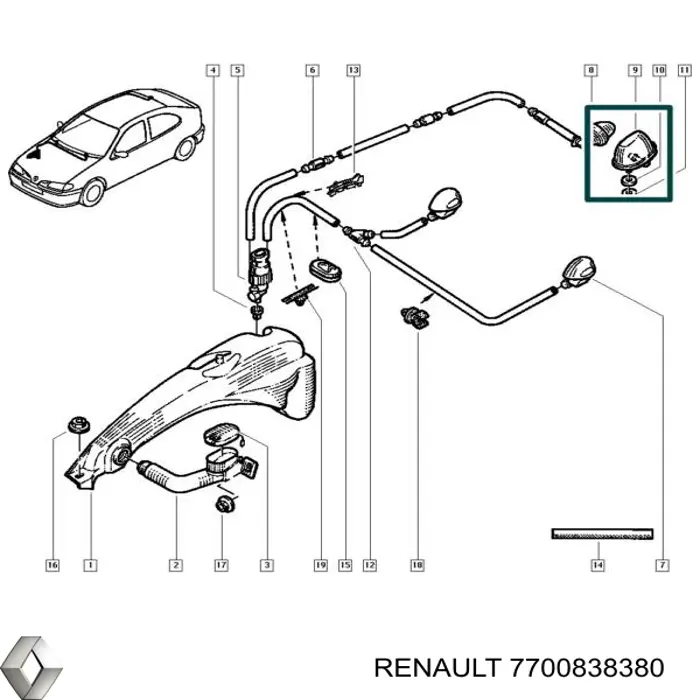 Injetor de fluido para lavador de vidro traseiro Renault (RVI) 7700838380 preço, a partir de 10,43 USD